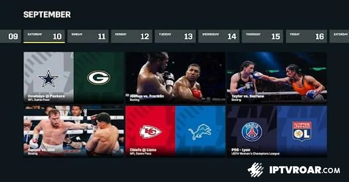 IPTV DAZN bietet HD-Live-Streaming von Bundesliga, Champions League, Formel 1 und mehr. Erhalten Sie legale Sportübertragungen ohne Buffering. Entdecken Sie die
