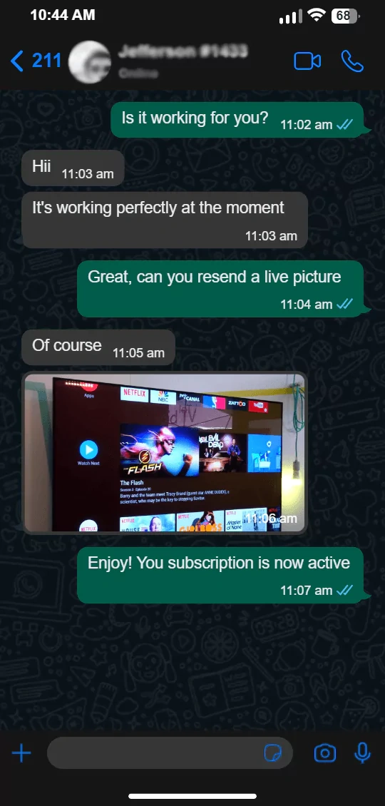 WhatsApp conversation - customer review