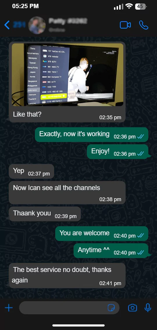 Conversación WhatsApp - reseña del cliente