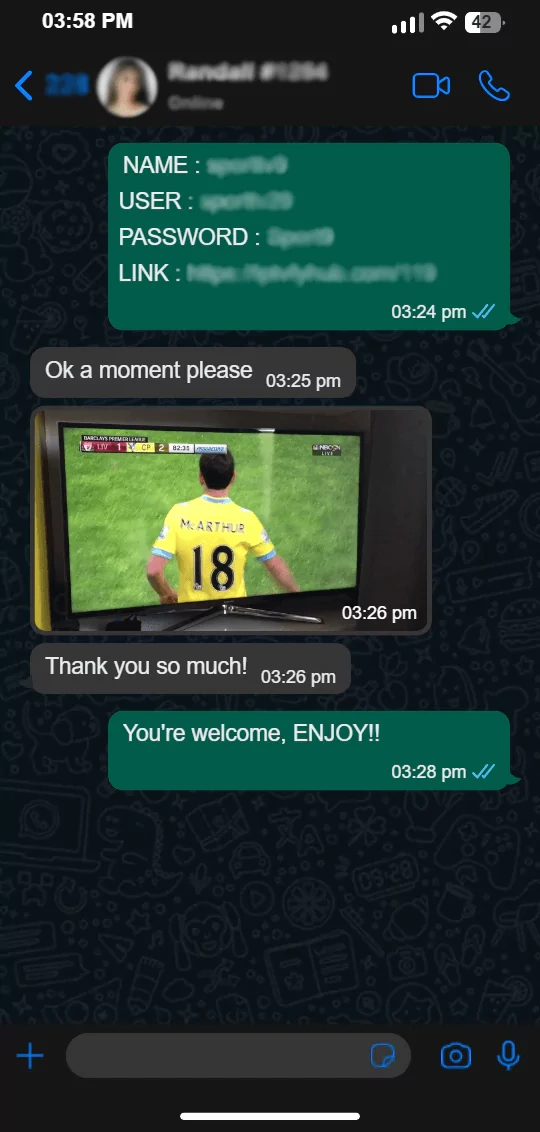 WhatsApp conversation - customer review
