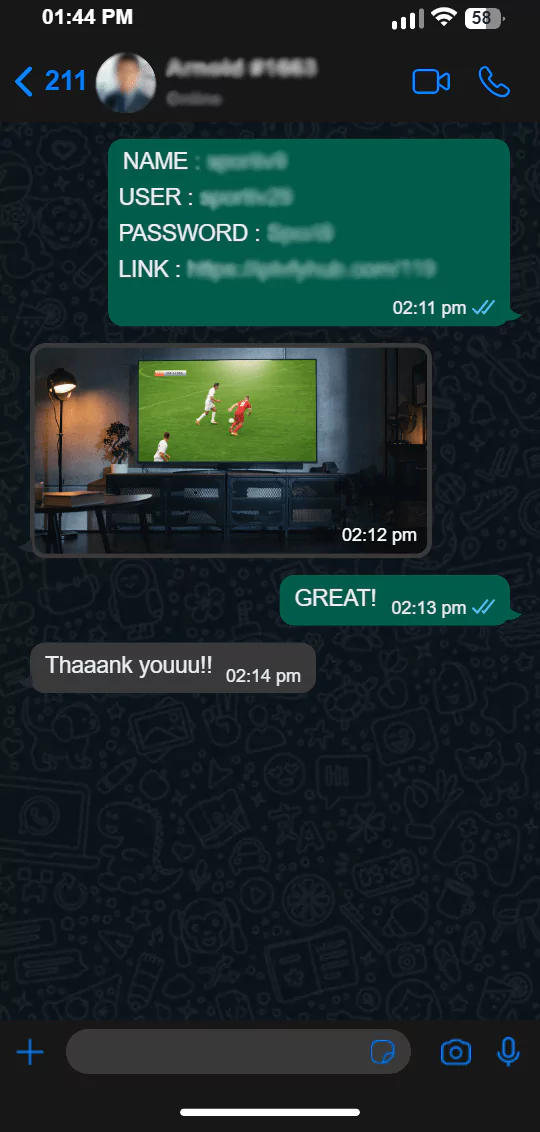 WhatsApp conversation - customer review